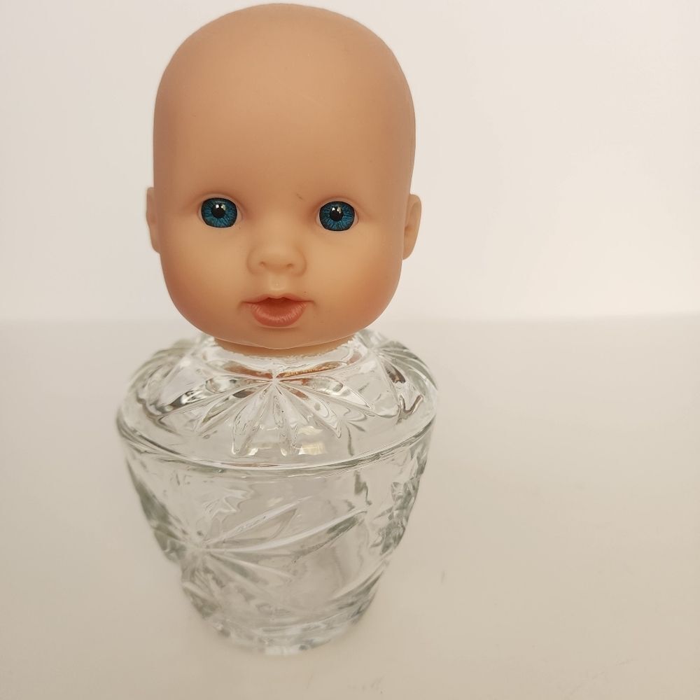 Handmade By Me Doll Head Lidded Jar Doll Art Table Decor